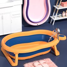 带护脊浴垫婴儿折叠新生儿童用品可坐可躺大号泡澡洗澡桶浴盆44Y73D
