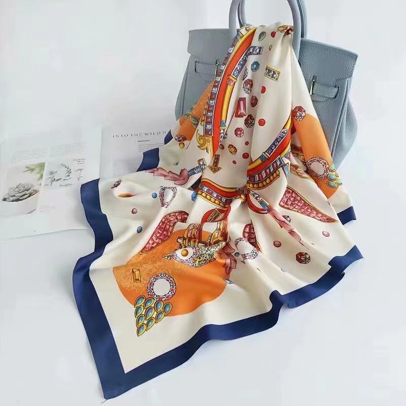 Jane Eyre Siyuan 90 Square Scarf Korean Version, fashionable and versatile, Spring and autumn imitation silk printed silk scarf, professional square scarf, scarf, e-commerce gift Item Picture