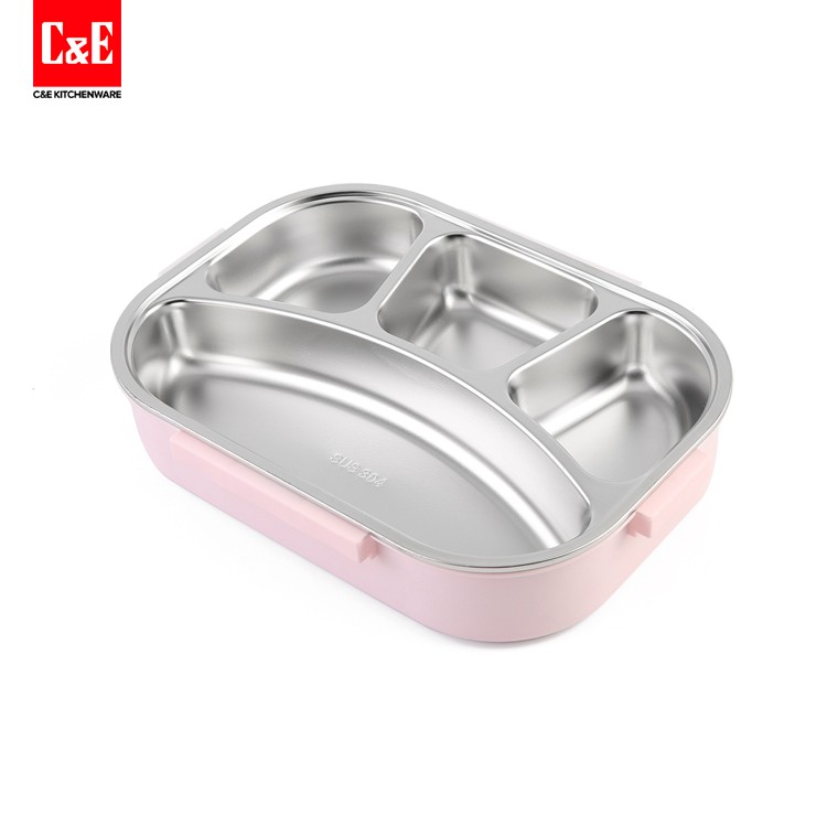 C&E 创艺厨具304不锈钢保温饭盒上班族小学生分隔型餐盒儿童便当盒分格餐盘 便当盒 饭盒 餐盒详情4