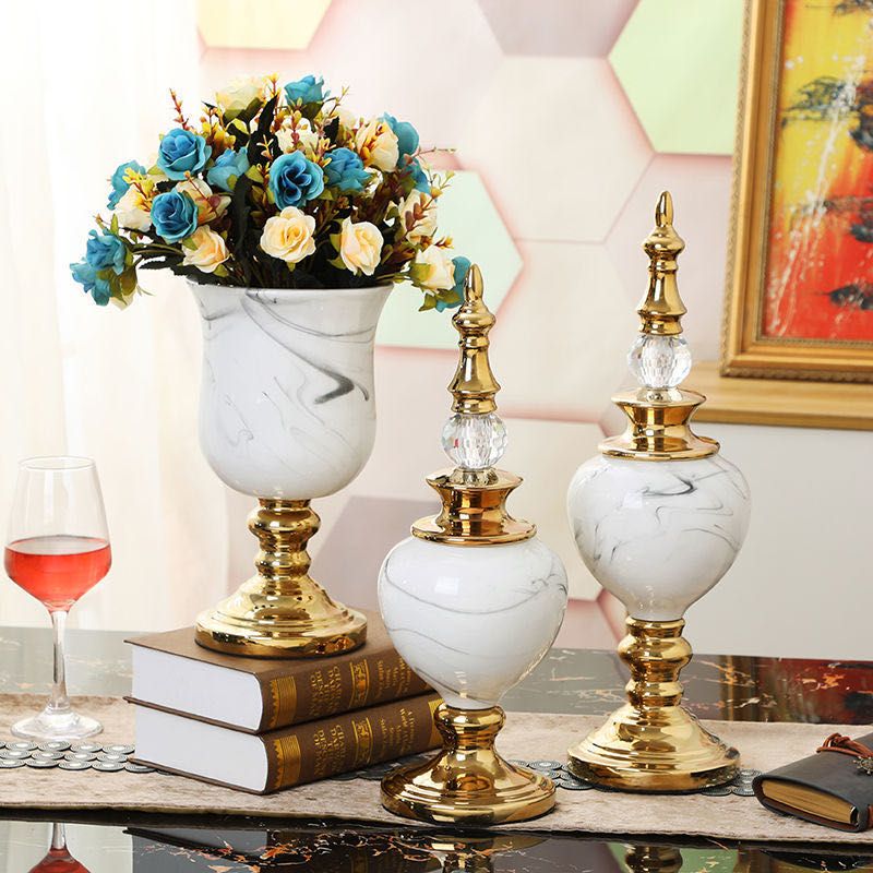 European porcelain vases American vintage living room TV cabinet wine cabinet creative decoration pieces flower arrangement thumbnail
