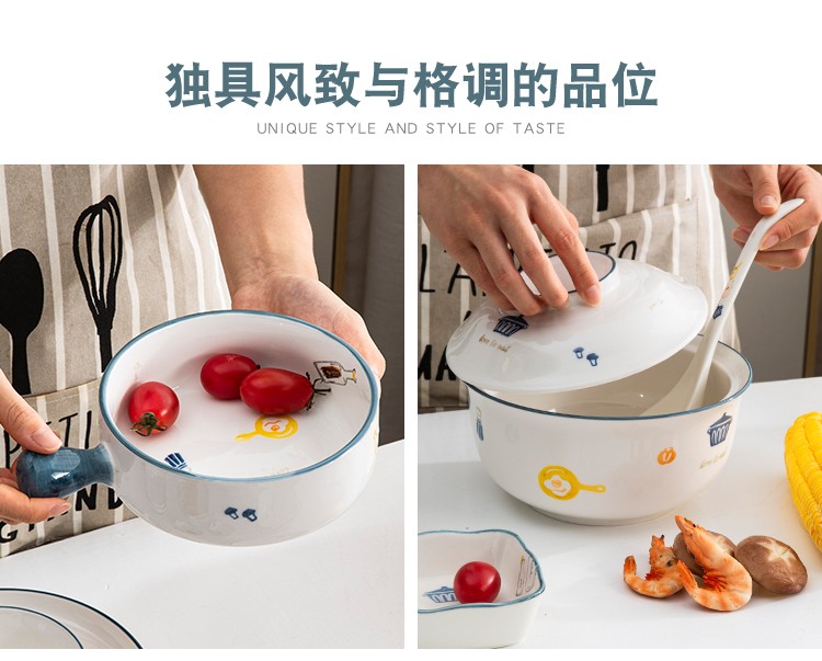 8英寸深盘子4个装陶瓷餐盘西餐盘子菜碟创意烤盘碟子详情图6