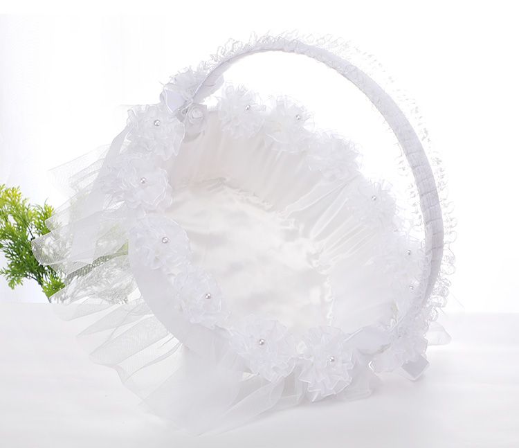 Factory direct sales of wedding flower baskets, flower boys scattering flowers, small flower baskets, bridesmaids' hand-held woven flower baskets, wholesale of wedding supplies Specification image