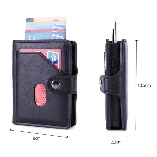 Genuine leather anti-theft credit card holder