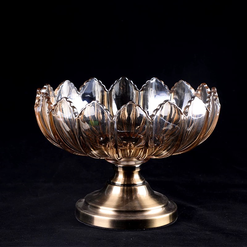 高端欧式奢华果盘 美式家居客厅装饰品 家用大果盆水晶玻璃水果盘大号图