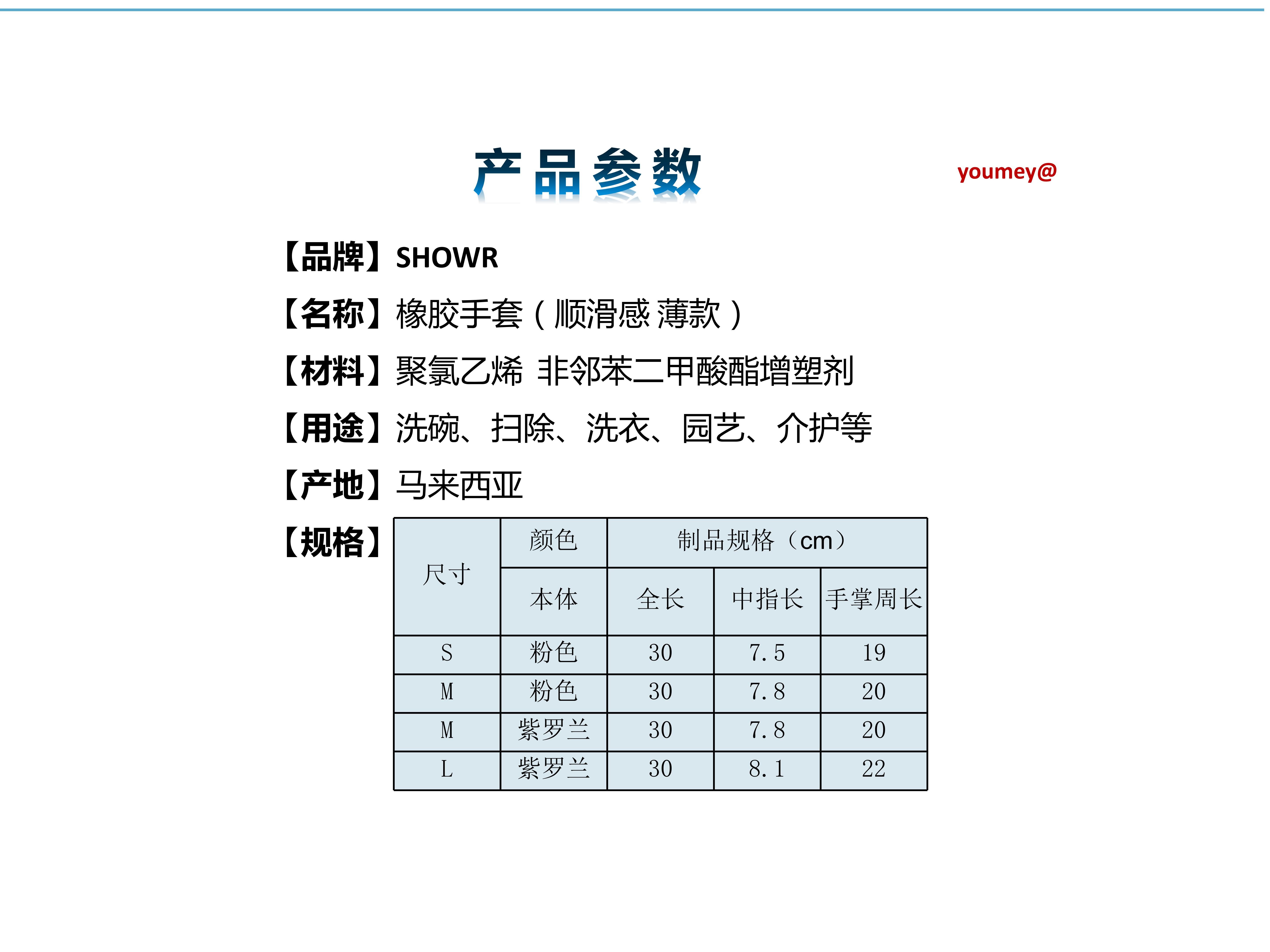 日本进口SHOWR家务手套家用橡胶手套家务清洁手套薄型洗碗手套M码蓝色详情图2