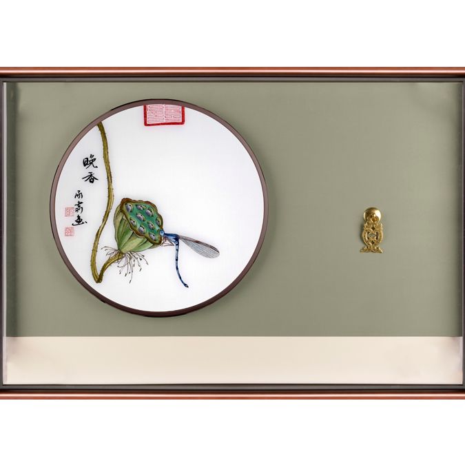 电表箱书房小餐厅 莲蓬  纯手工刺绣 51*77cm