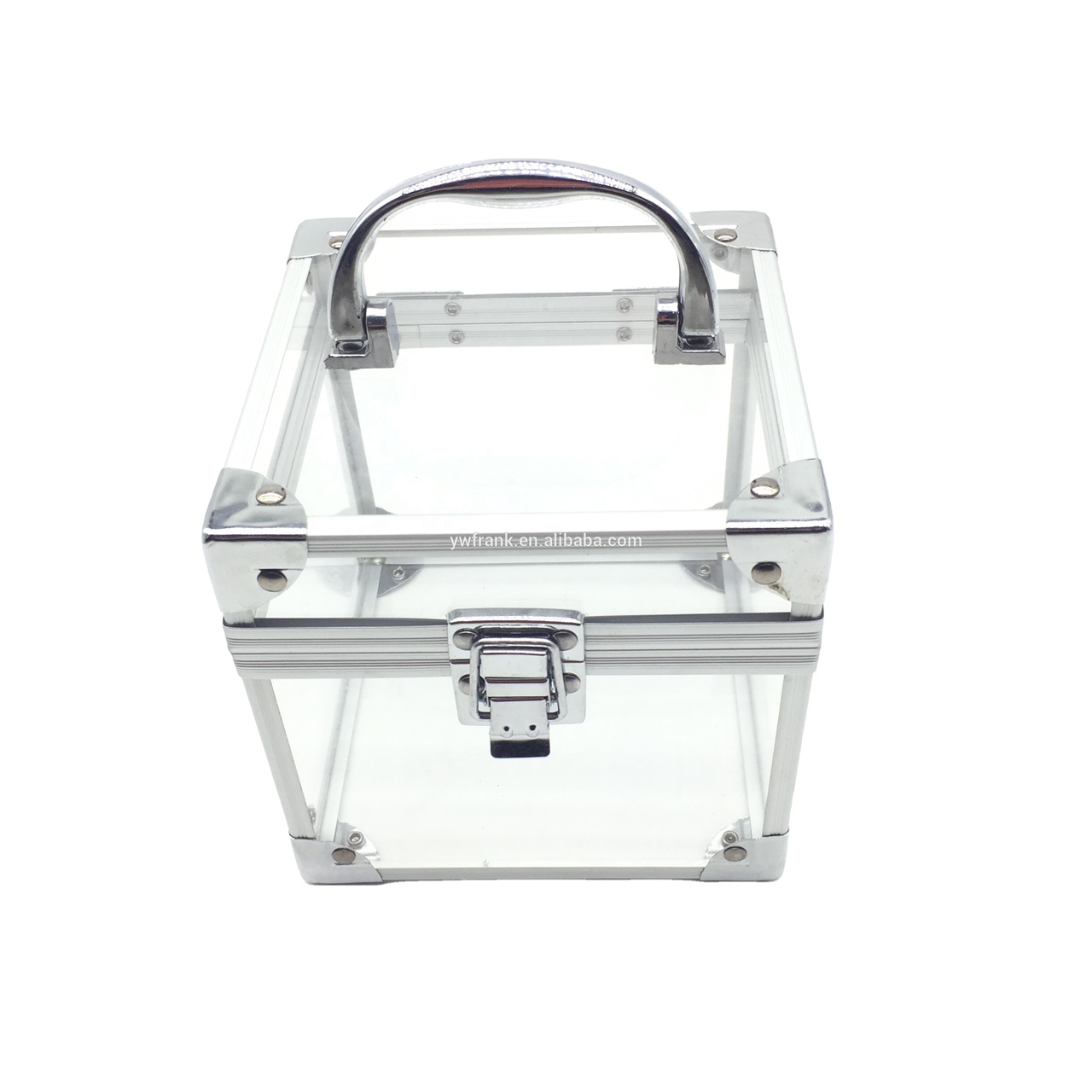 小号钢包角铝合金化妆箱手提便携收纳箱盒专业带锁加固把手亚克力