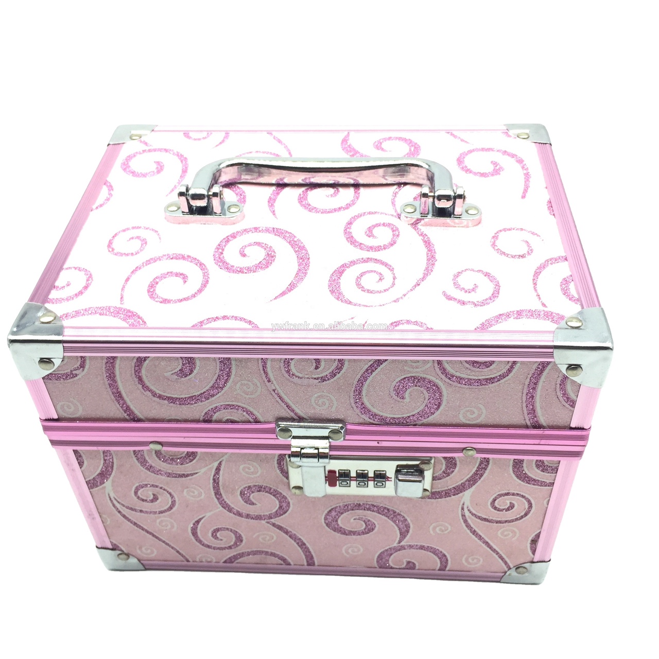 彩色铝条钢包角铝合金化妆箱手提双层便携收纳箱盒专业带锁