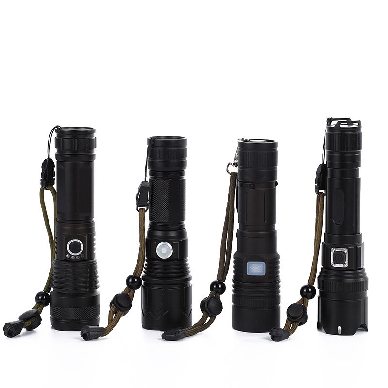 Cross-border exclusive outdoor LED waterproof long-range USB rechargeable flashlight P50 Light Safety hammer with large capacity and multiple functions