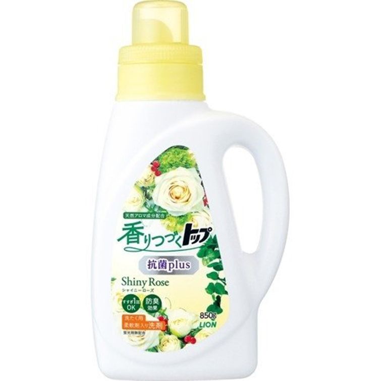 日本狮王TOP抗菌柔顺洗衣液留香消臭无荧光剂玫瑰花香850ml白底实物图