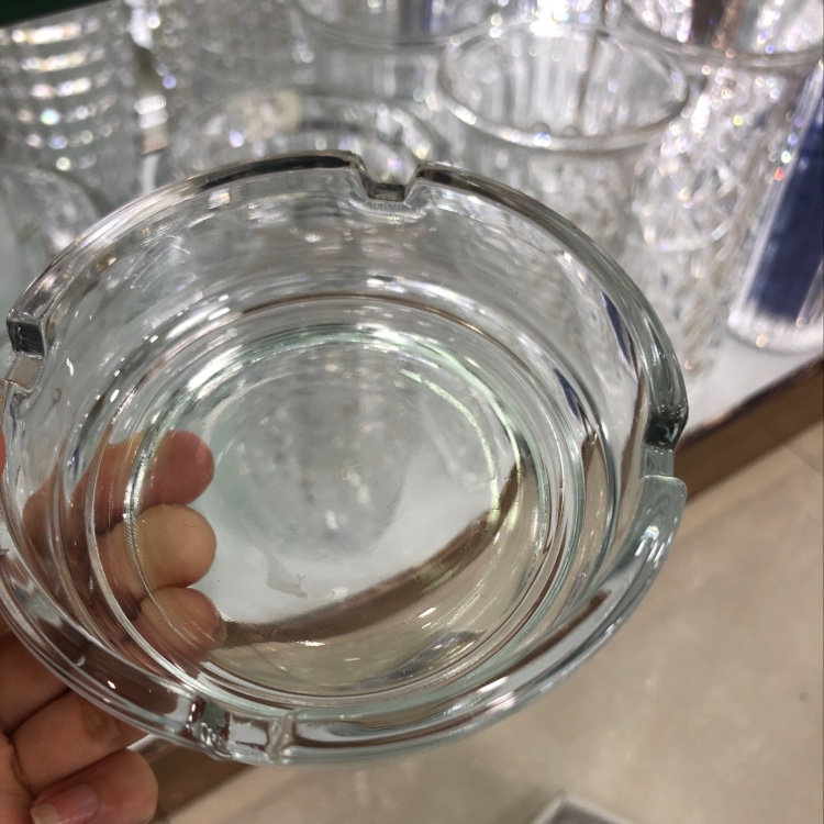 玻璃烟灰缸摆件圆形光滑摆件