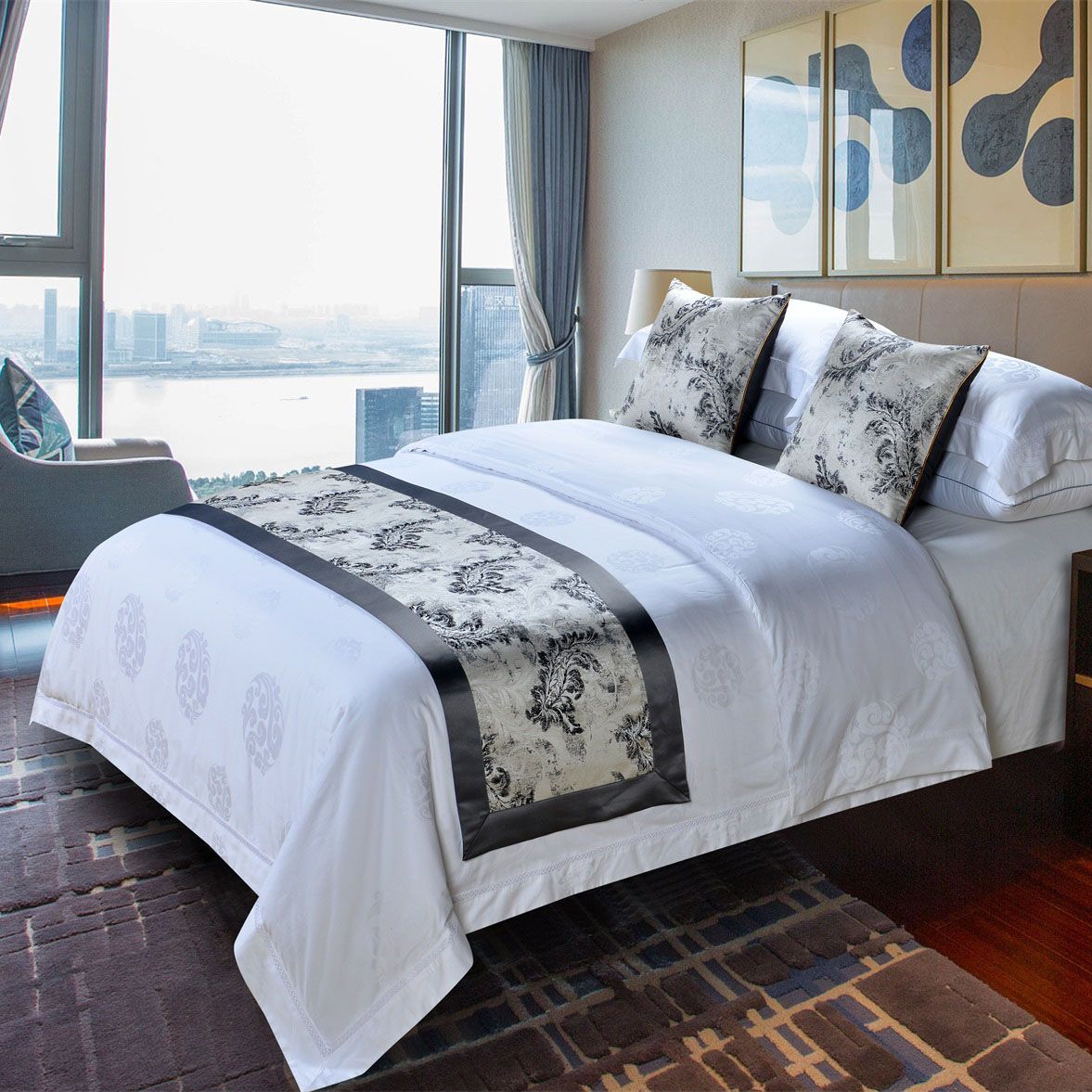 酒店宾馆民宿床尾巾酒店用品床上用品定制床盖床尾巾批发细节图