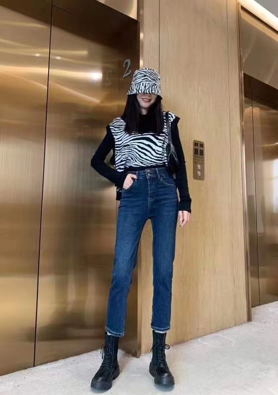 Small Straight Leg And Fleece Jeans full figure