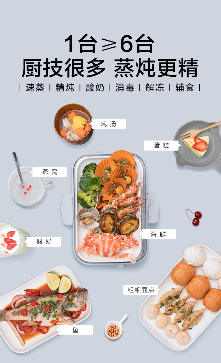 北鼎蒸炖锅家用小型智能电蒸锅G56 蒸鱼蒸菜可预约自动保温详情图2