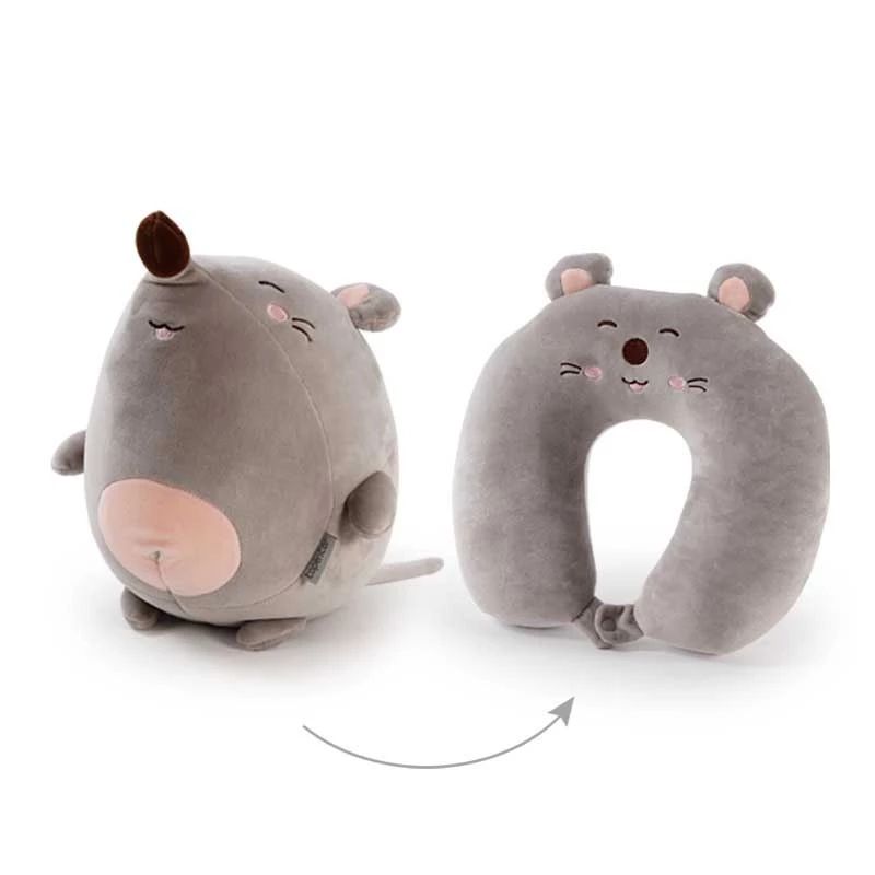 Cartoon Deformable U-shape Neck Pillows hamster Throw Pillow Neck Supporter Foam particle Headrest Office Nap Desktop Pad thumbnail