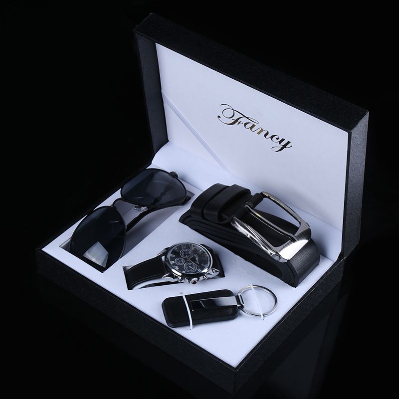 Regalo de navidad creativo hombre correa gafas reloj llavero de aleación juego de regalo fábrica directa