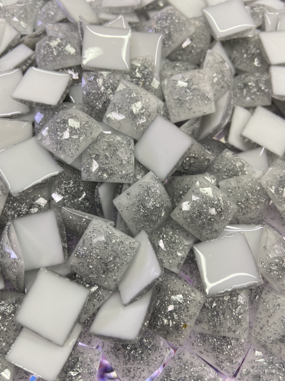 新蕊方形15斜格面雪花金箔耳环头饰diy 配件可染色