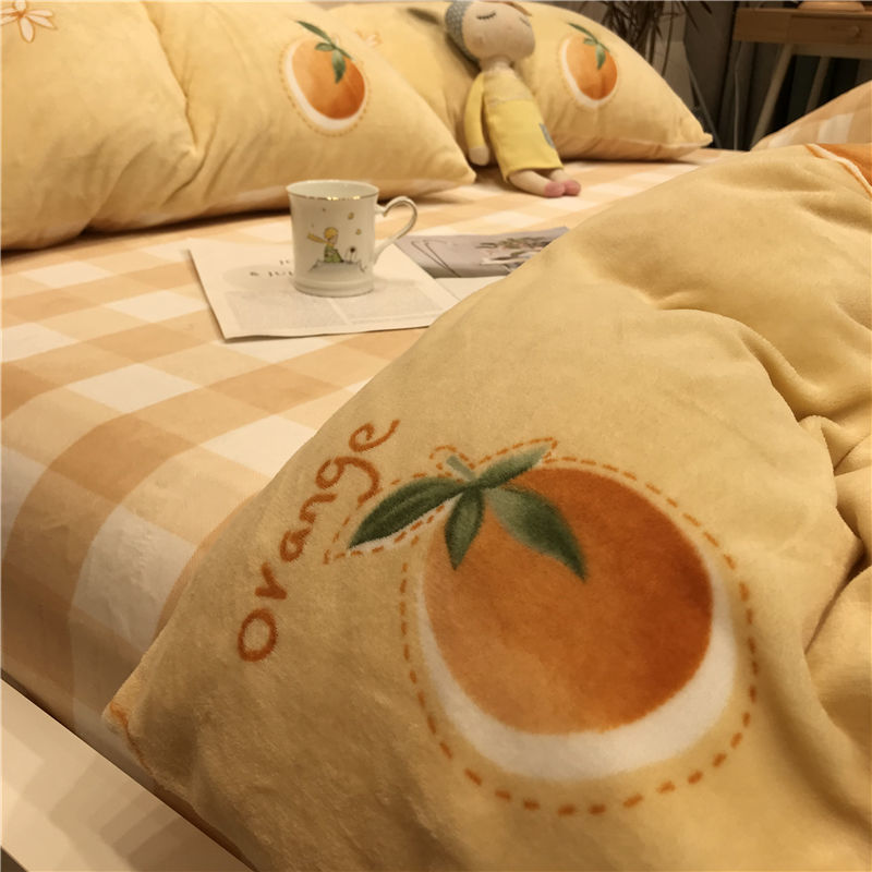 Winter Thickened Coral Flannel Milk Velvet 4-Piece Set Thickened For Warmth undefined