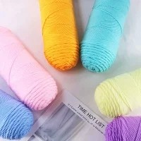 YARN hand-woven 5-strand milk cotton, skin-friendly and comfortable DIY handmade yarn handicrafts scarves, hats, clothing and hair accessories detail image 6