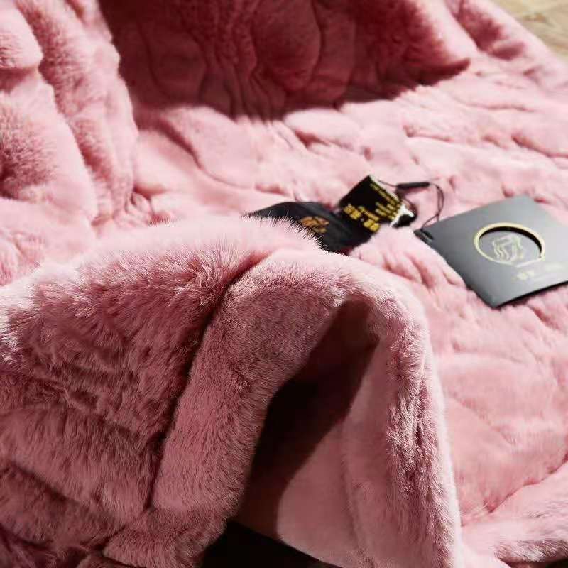 2020 new products: Solid color embossed fur blanket, Raschel blanket, water ripple blanket, wedding blanket, pink detail image 8