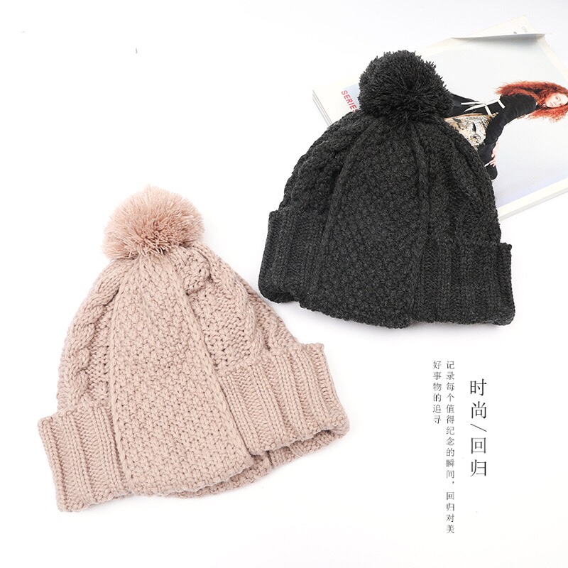 Gorro de lana industria más flor más grueso gorro de lana sombrero de punto de moda mantener caliente estilo de invierno undefined