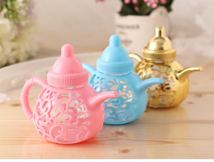 Teapot-shaped candy box, electroplated gold plastic wedding candy box, best-selling candy box on AliExpress details Picture
