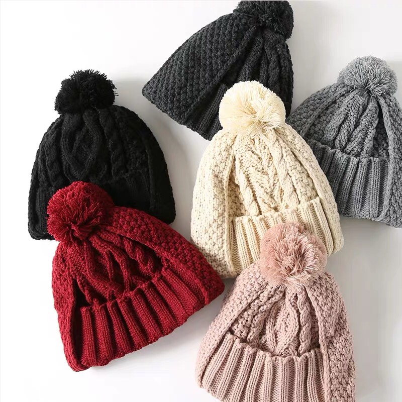 Gorro de lana industria más flor más grueso gorro de lana sombrero de punto de moda mantener caliente estilo de invierno Item Picture