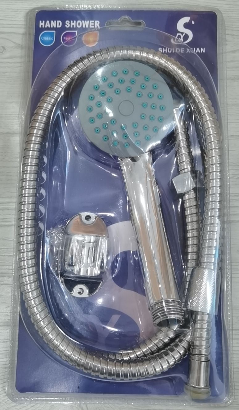 Handheld shower head set, vacuum-formed with hose