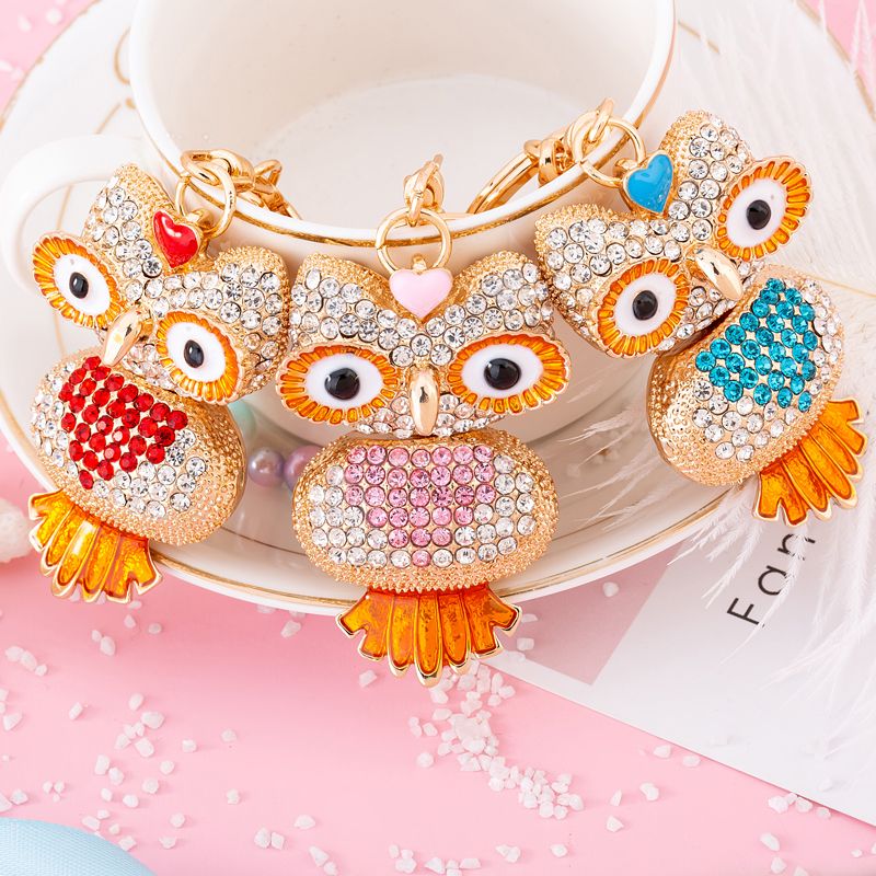 Full diamond owl keychains, car bags, pendants, metal handicrafts and gifts