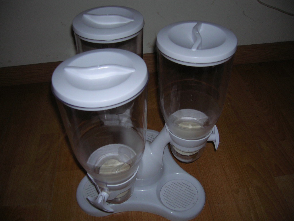 麦片机 台式三桶食品密封罐杂粮储物罐厨房干果罐零食罐收纳罐谷物分配器细节图