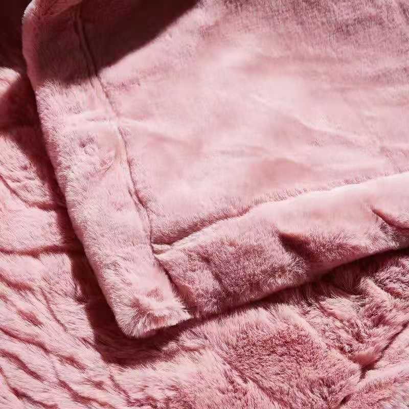2020 new products: Solid color embossed fur blanket, Raschel blanket, water ripple blanket, wedding blanket, pink detail image 7
