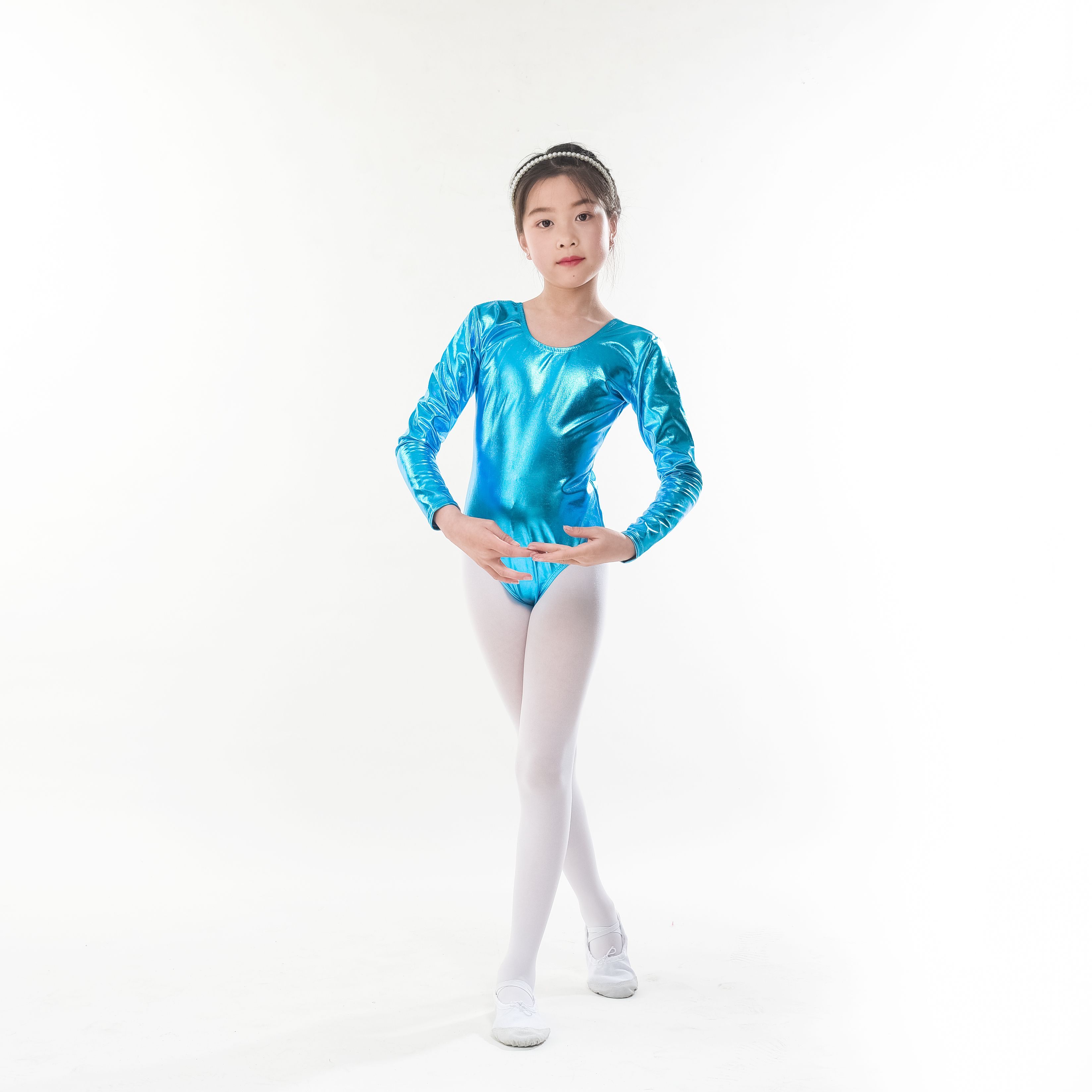 儿童亮皮长袖连体服 演出服 表演服 啦啦队服