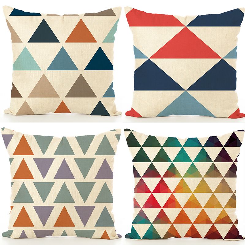 Geometric digital printed pillow cases without core support customized sofa cushions auto linen backrest wholesale thumbnail