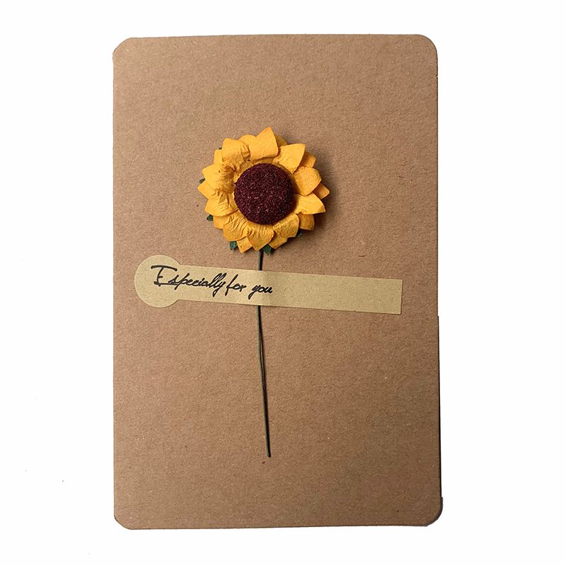 Creative Handmade Paper Flower Greeting Card Message Card Diy Kraft Paper Dried Flower Greeting Card Thanksgiving Day Greeting Card Birthday Item Picture