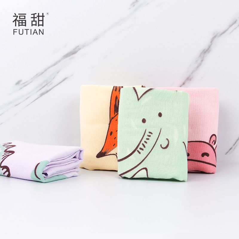 Yiwu Quality Products - Futian - Cartoon Printed Gauze Children's Towels, Cute animal facial towels, Soft and skin-friendly small towels for boys and girls Specification image