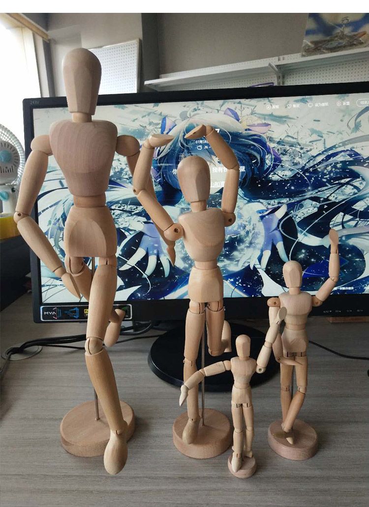 创意木头人活动关节人偶桌面摆件民宿家居装饰摆拍道具细节图