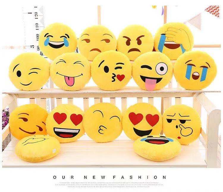 倩倩布艺 小号表情包抱枕毛绒玩具公仔枕头笑脸坐垫