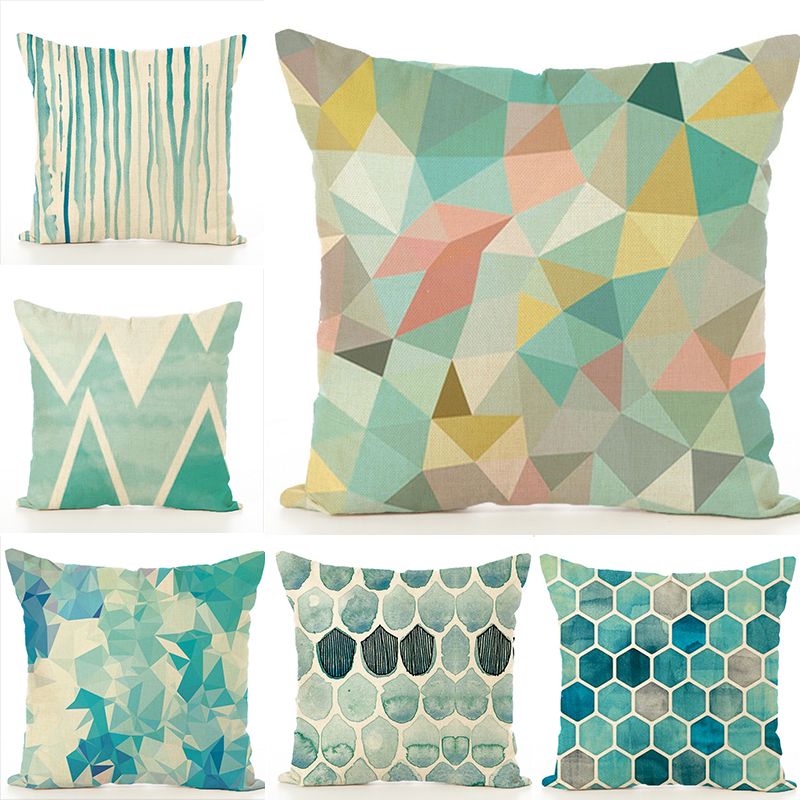New geometric digital print pillowcase sofa office chair cushion car backrest support custom