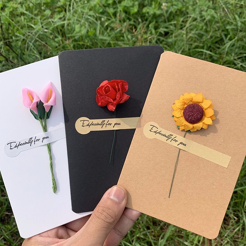 Creative Handmade Paper Flower Greeting Card Message Card Diy Kraft Paper Dried Flower Greeting Card Thanksgiving Day Greeting Card Birthday Application Scenario