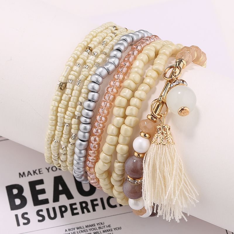 European and American personality Bohemian fashion rice bead string bead multilayer elastic bracelet female string bead ethnic wind hand string wholesale thumbnail
