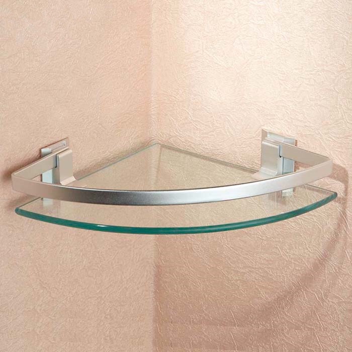 Glass space aluminum storage rack, corner glass single-layer storage rack details Picture