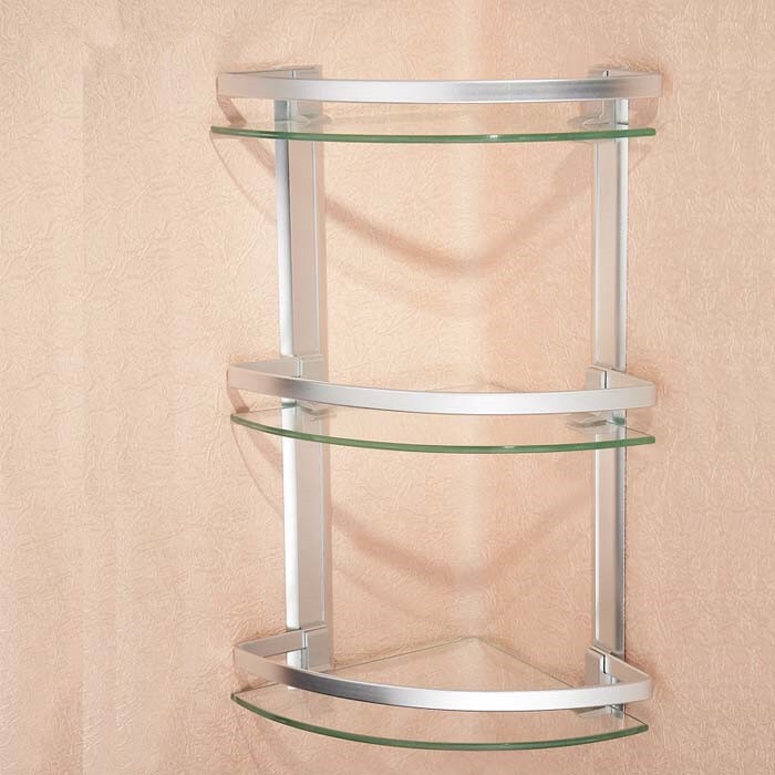 Three-layer corner glass storage rack, space aluminum glass corner rack