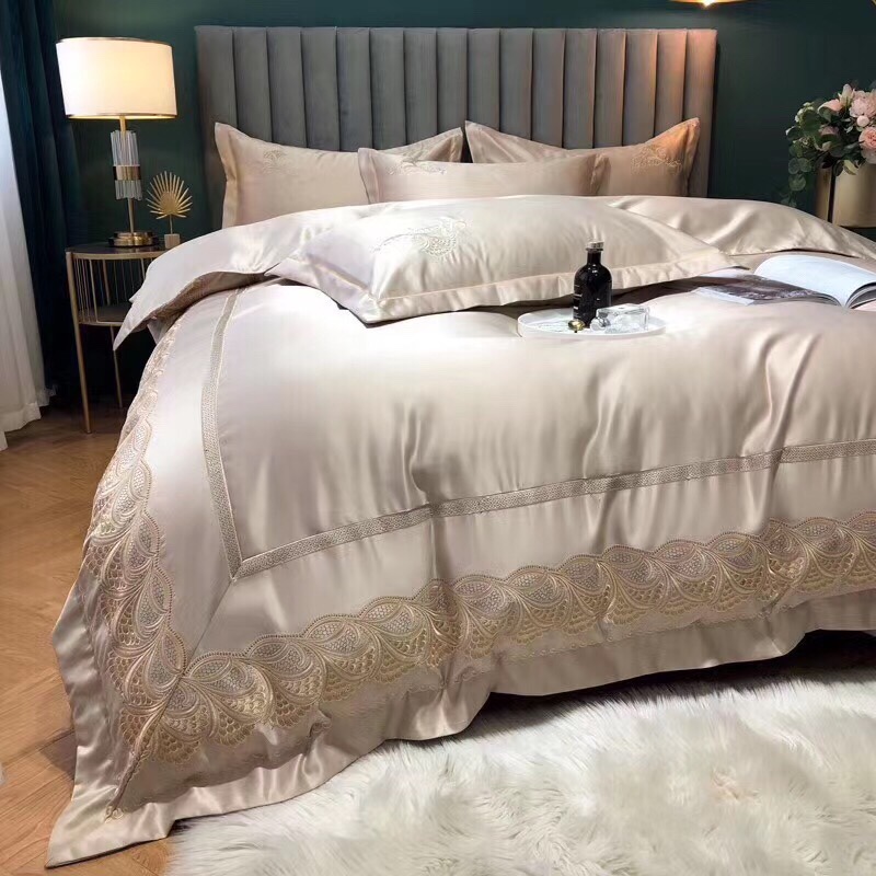 水洗真丝双股全棉蕾丝四件套床上用品家纺被套详情1