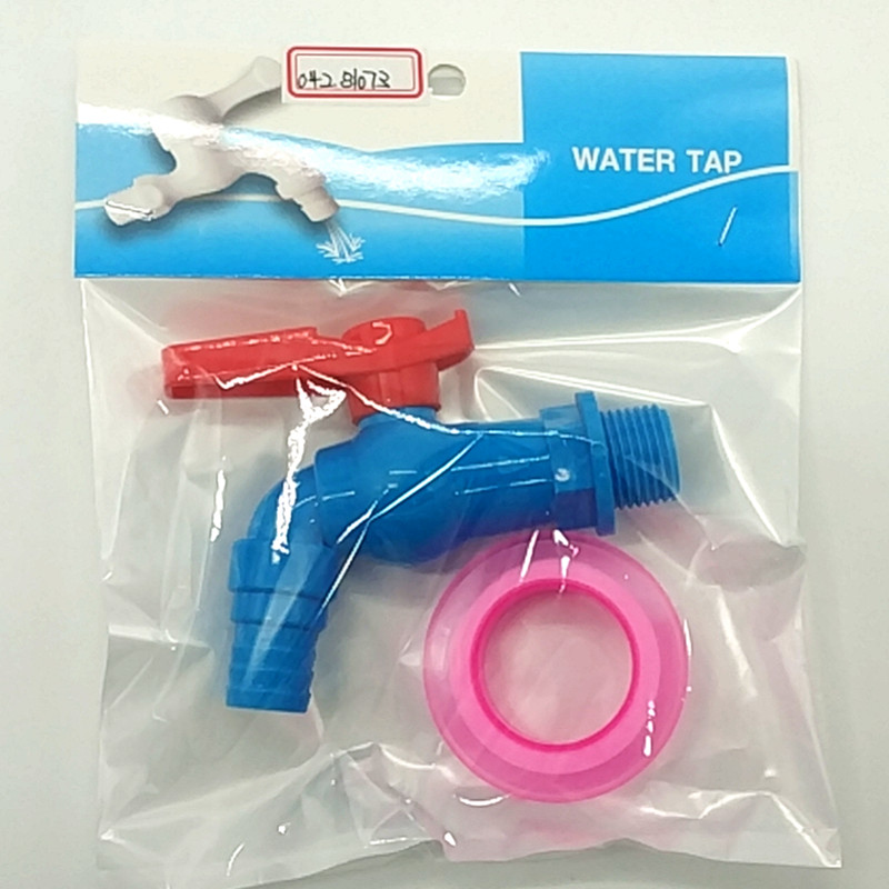  袋装吊卡塑料蓝色水龙头+防水生胶带