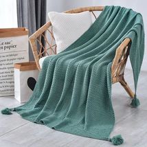 北欧流苏针织球毯毛线毯办公室空调午休毯披肩盖毯沙发休闲毯毛毯款6