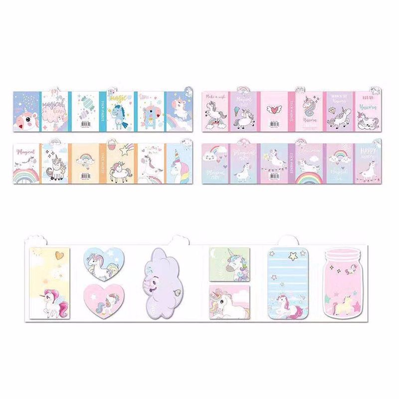 Foreign Trade Explosive Cute Cartoon Unicorn 60% Discount Note Book N Times Stick Student Notepad Post-It Application Scenario