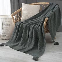 北欧流苏针织球毯毛线毯办公室空调午休毯披肩盖毯沙发休闲毯毛毯款7