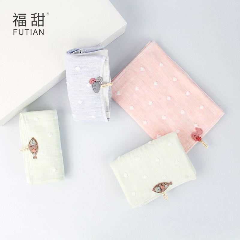 Yiwu Quality Products - Futian - Star Dot Cloth Applique Baby Towels, Soft Gauze Baby Towels, hook-and-loop absorbent Small towels Item Picture