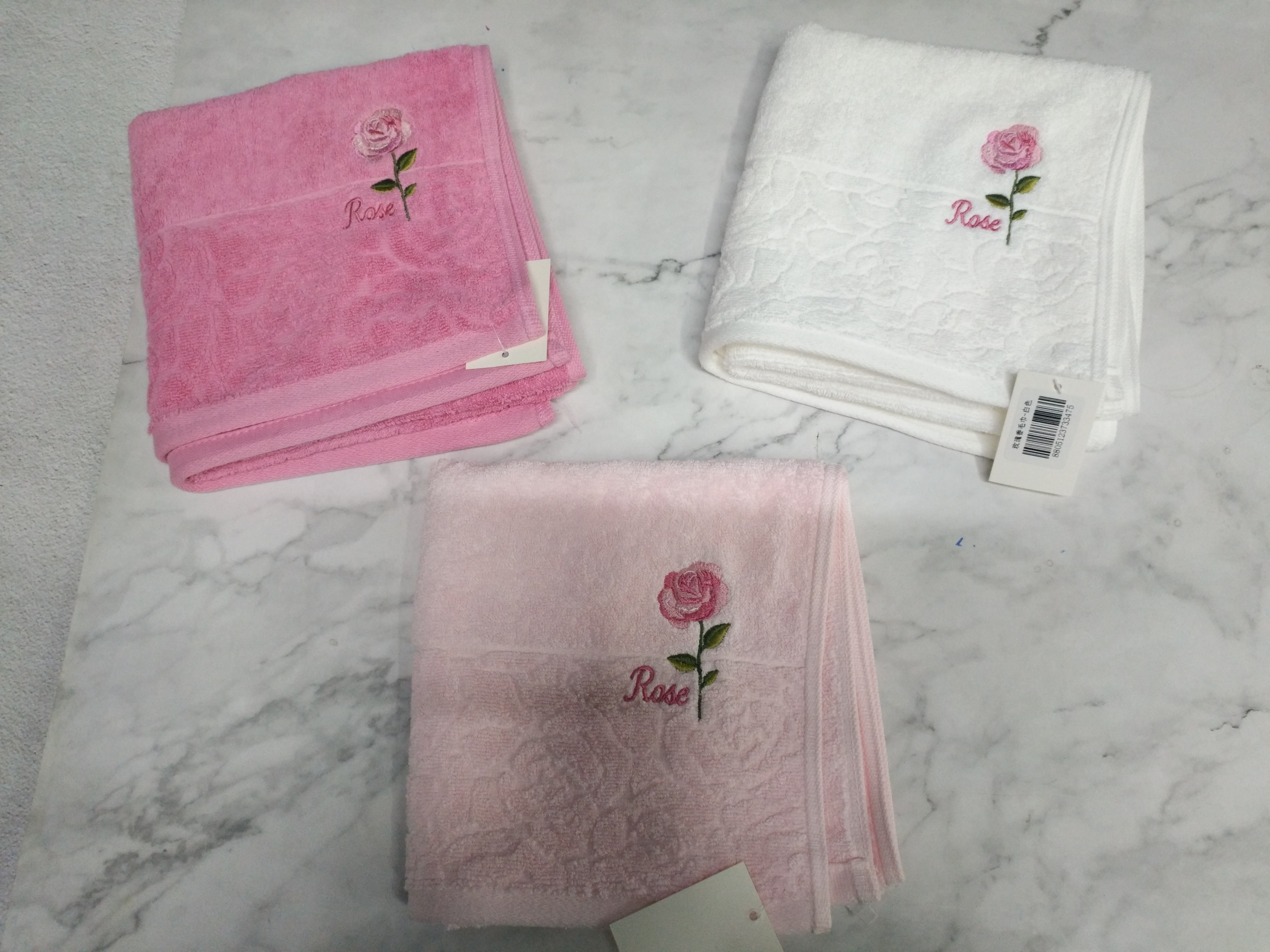 Rose-scented towel - white/light purple/dark purple *30 embroidered detail image 1