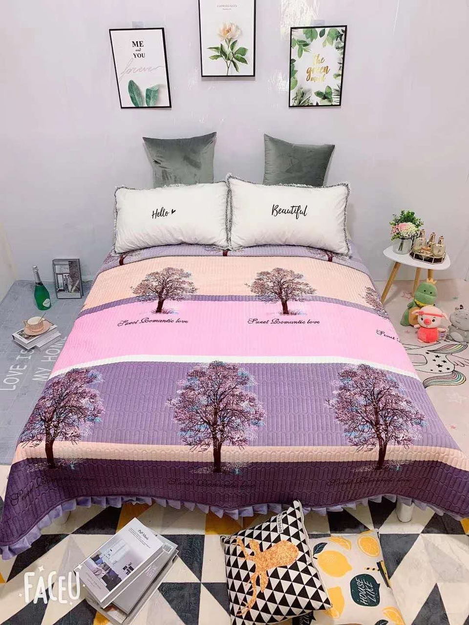 200*230卡通牛奶绒床盖1